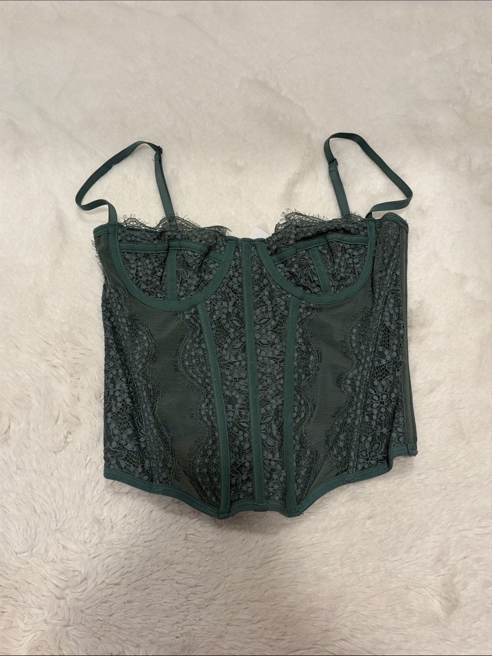 Urban outfitters Lace Corset Bustier Top in Deep Green